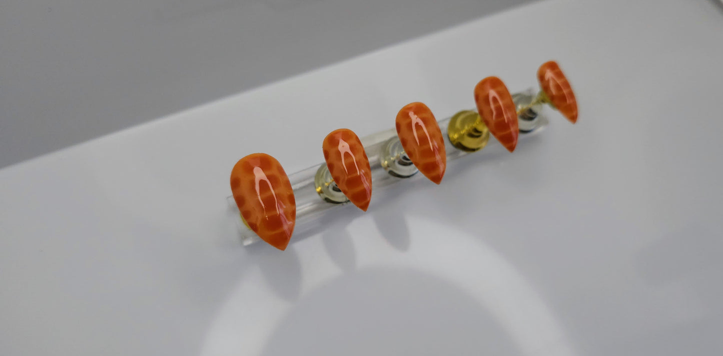 Orange Snake Skin Press On Nails