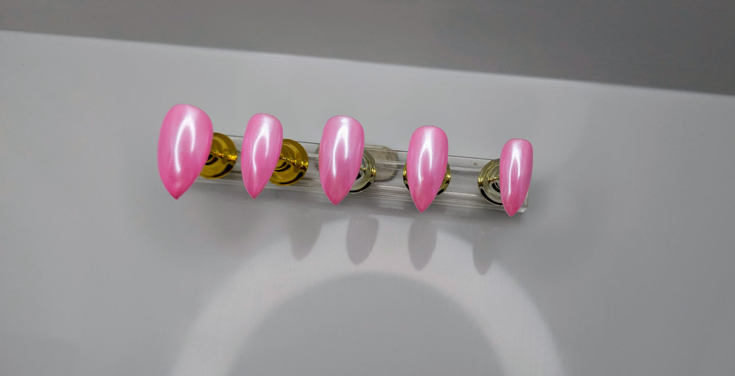 Pink Chrome Press On Nails