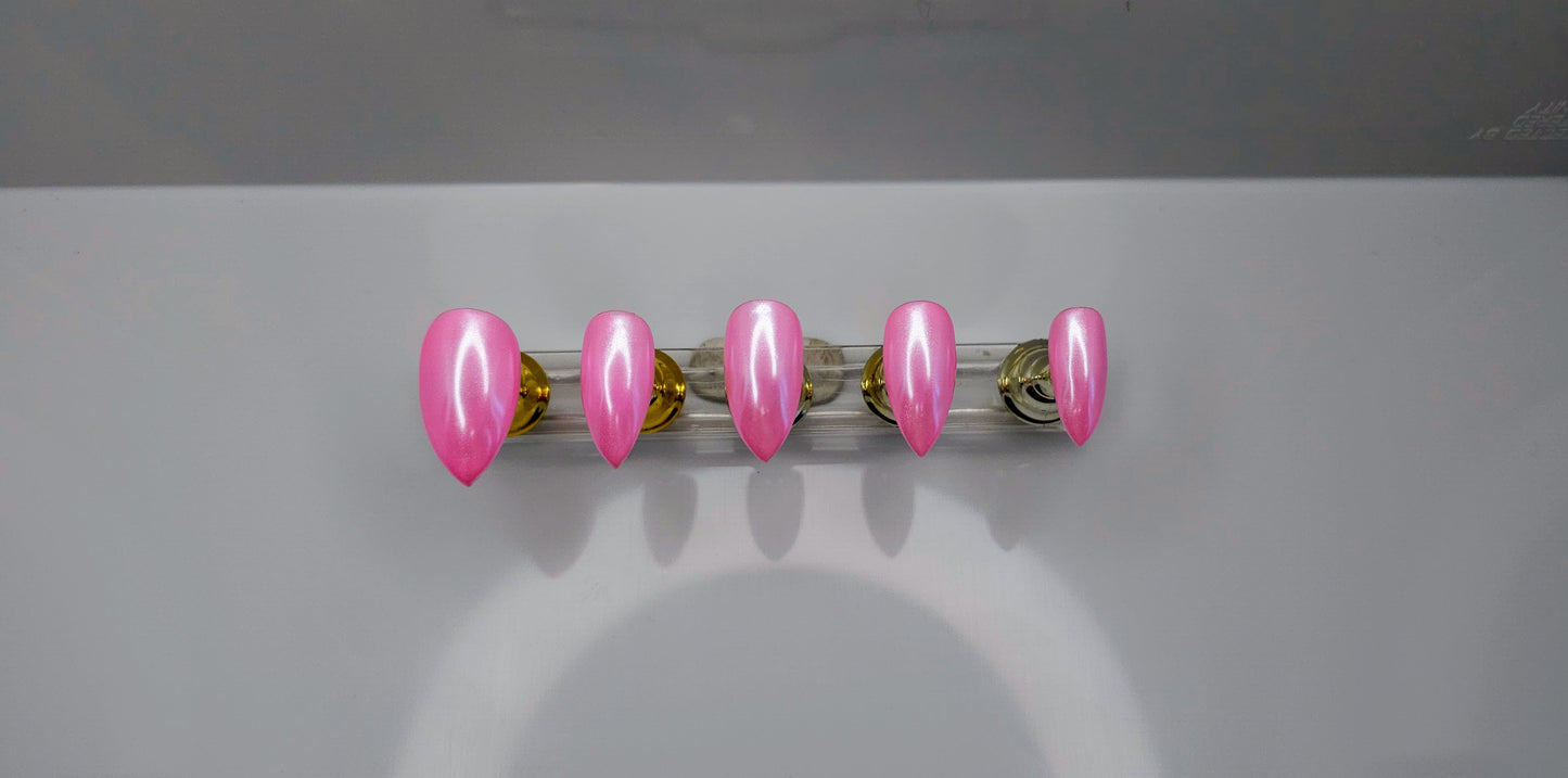 Pink Chrome Press On Nails