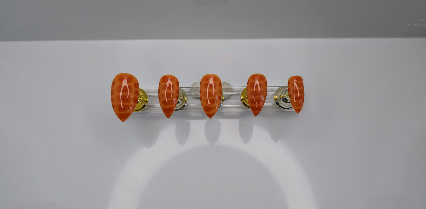 Orange Snake Skin Press On Nails