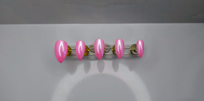 Pink Chrome Press On Nails