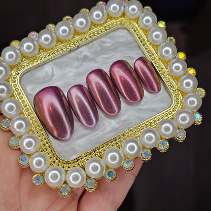 Rose Chrome Press On Nails